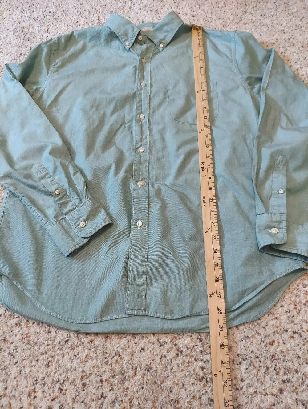J Crew Secret Wash Classic Cotton Poplin Button Up Shirt Lampost Green Men Large